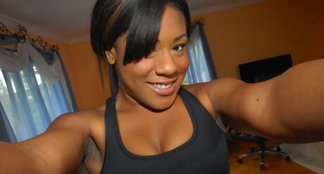 Luscious american babe Serenity Evans bares small tits and hot ass 